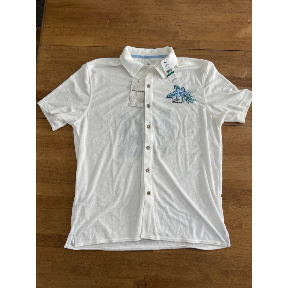 Tommy Bahama Poolside Toucan Terry Camp Embroidered Shirt L Button Up SS NWT